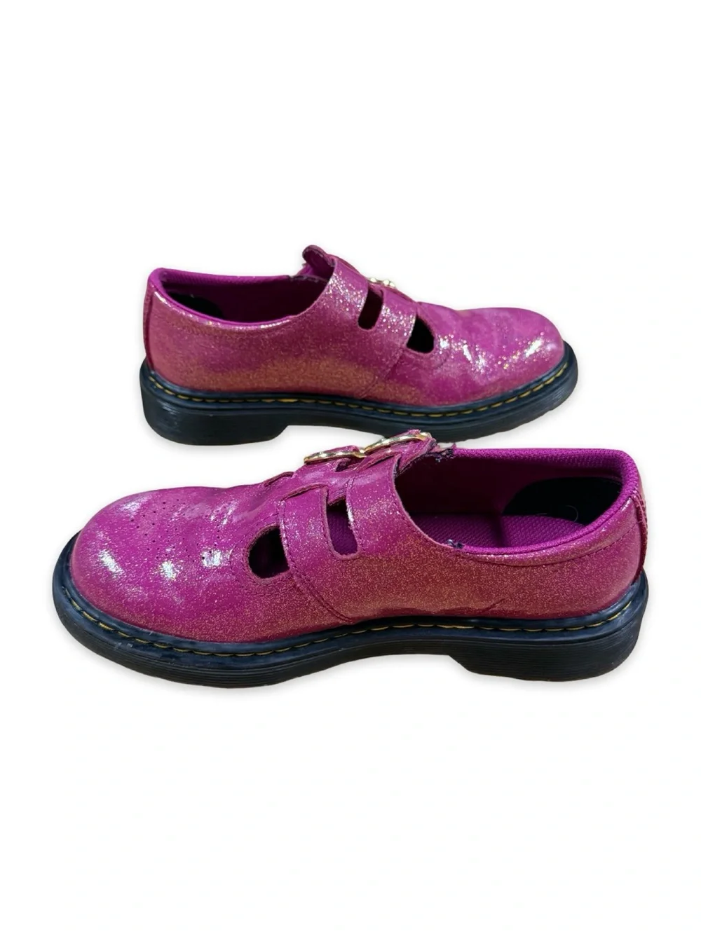 Dr. Martens Girl’s Fuchsia/Silver/Gold Glitter Mary Jane’s 8065 J Size 3